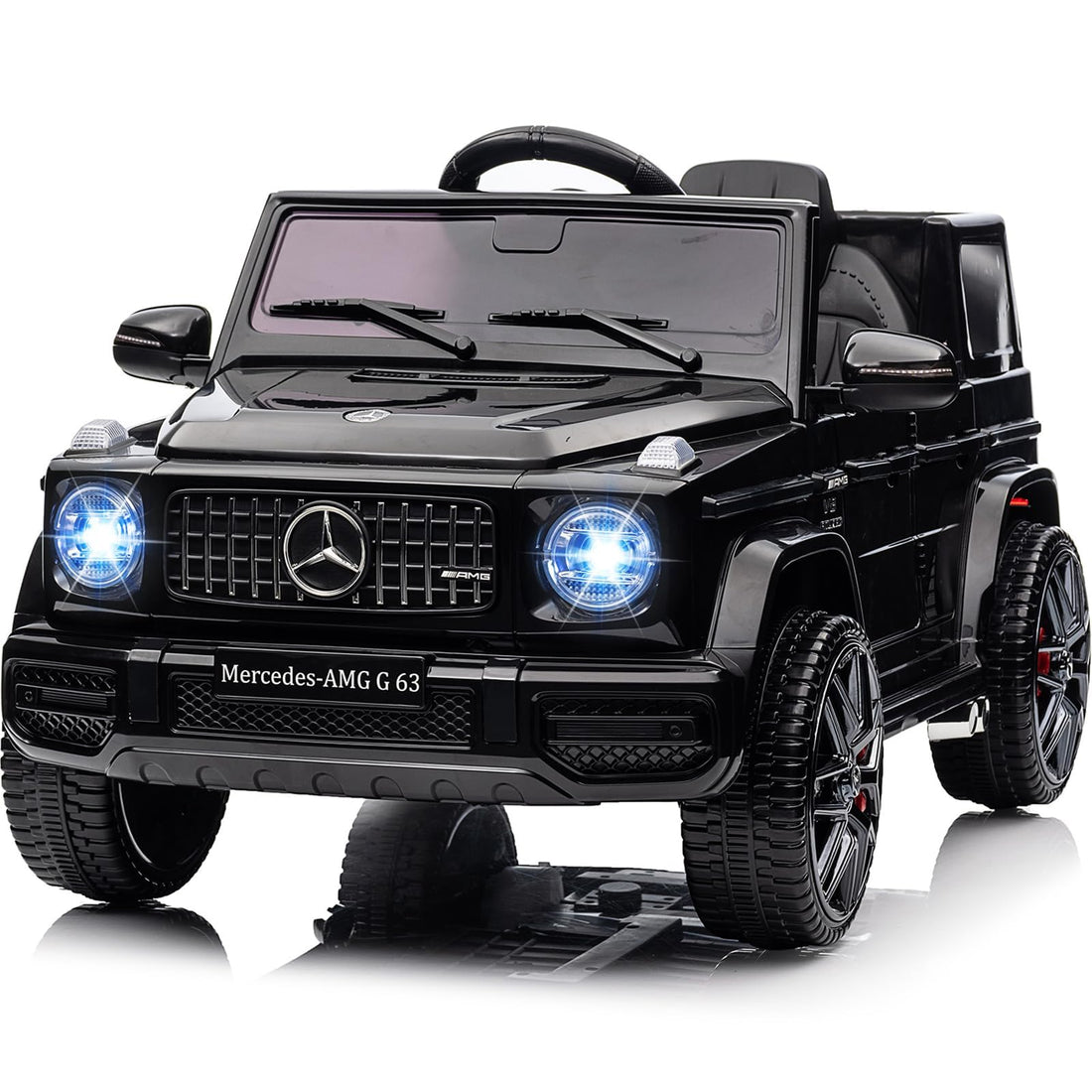 Garvee G63 AMG Auto elettrica 12V per bambini - Nera con luci a LED e musica per avventure al chiuso e all'aperto