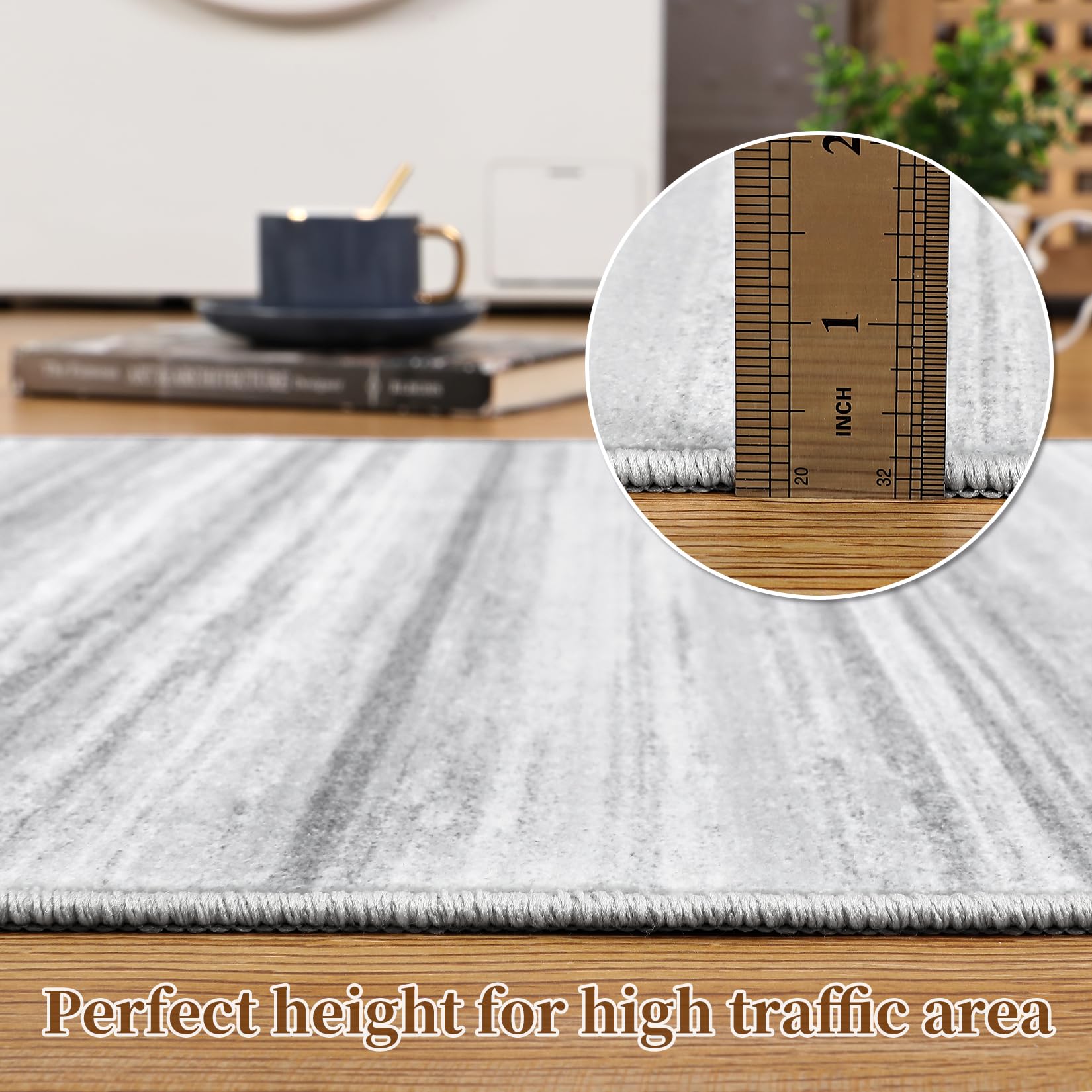 Tappeto per soggiorno Garvee 200x290cm a pelo corto grigio moderno antiscivolo lavabile per camera da letto sala da pranzo