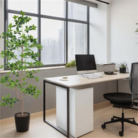 Albero di Schefflera artificiale Garvee da 210 cm con tronco naturale, foglie realistiche, facile da curare, vaso di plastica nero per ufficio e casa
