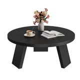Garvee Tavolino da Caffè Rotondo in Legno 85 x 40 cm Nero, Stile Rustico, per Soggiorno, 3 Gambe Resistenti - Nero