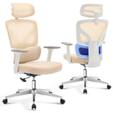 Garvee Sedia Ufficio Ergonomica con Supporto Lombare Regolabile, Braccioli 3D, Schienale Alto in Mesh, Telaio Metallico, Girevole con Ruote, Casa e Ufficio, Nero - Beige-D