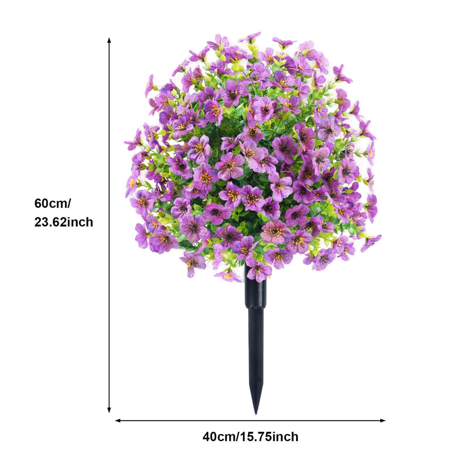 Garvee - Albero artificiale di bosso con picchetto, confezione da 2, decorazione da giardino, 60 cm, viola, piante resistenti ai raggi UV per veranda e giardino