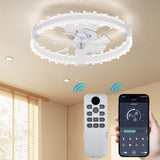 Garvee Ventilatore da Soffitto Moderno con Luce LED Circolare, Design Ramo d'Albero, 7 Pale Silenziose, Acrilico Nero, Camera e Soggiorno, 50 cm - White