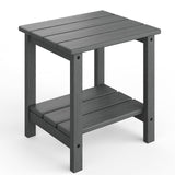 Garvee Tavolino Laterale Adirondack 46x38 cm in HDPE Resistente 2 Ripiani Stabile Facile Montaggio per Patio Giardino - Effetto Legno Stampato-Grigio 1 Pezzo