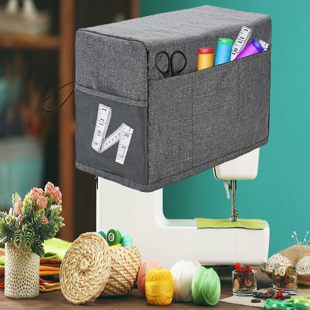 Garvee Copertura per macchina da cucire Copertura antipolvere universale pieghevole Tessuto Oxford di alta qualità Grigio per stanza da cucito
