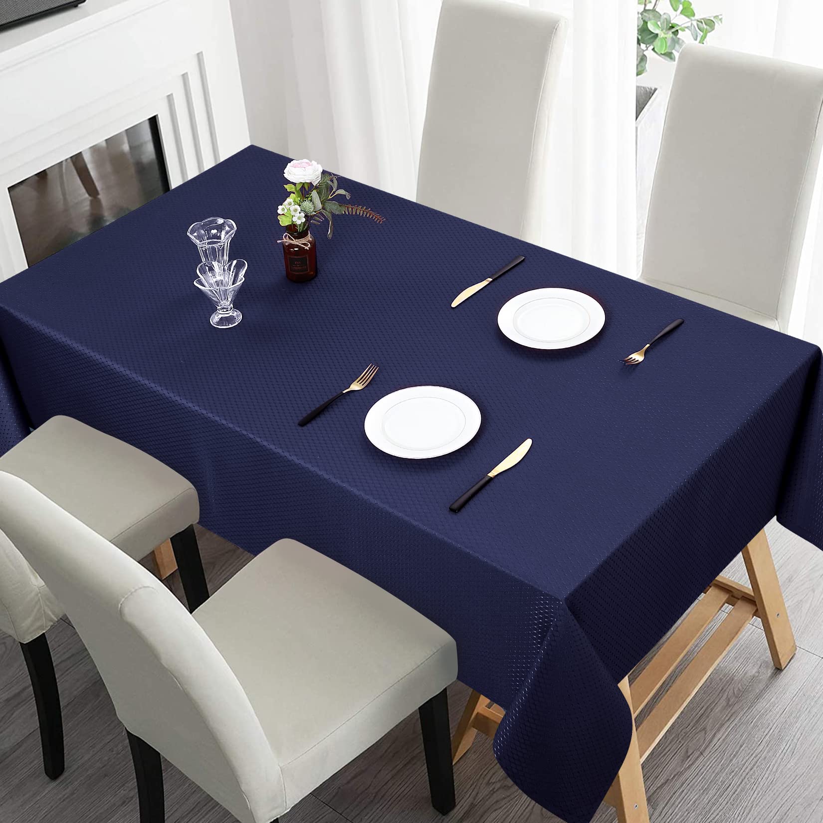 Tovaglia rettangolare GARVEE blu navy 53x70 pollici in poliestere con trama a nido d'ape idrorepellente per sale da pranzo e feste