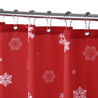Tenda da doccia natalizia Garvee con motivo a albero di Natale e neve, impermeabile, 85x183 cm, in poliestere rosso per bagni e feste