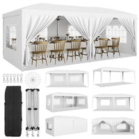 Gazebo 3x6 pop-up Garvee Heavy Duty tenda a baldacchino 3x6 m con 6 pannelli laterali rimovibili per feste e uso esterno, 3 altezze regolabili, nero