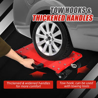 Garvee Auto Dolly Set 4 Pezzi per Festa del Papà - Capacità 8000 libbre, Ruote Girevoli 360° e Blocco Sicurezza, Acciaio Nero per Officina Garage