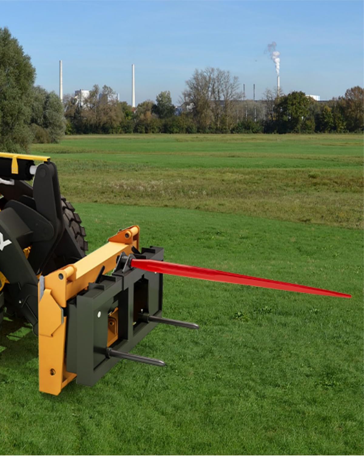 Attacco per punte da fieno Garvee da 49" con capacità di 4500 libbre, 2 punte stabilizzatrici da 17", cambio rapido, acciaio per molle, protezione dalla corrosione per trattori e pale gommate