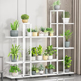 Garvee Portavasi angolare in metallo multistrato con ruote, antiruggine, stabile, per soggiorno, balcone, giardino, nero - Bianco 6 strati