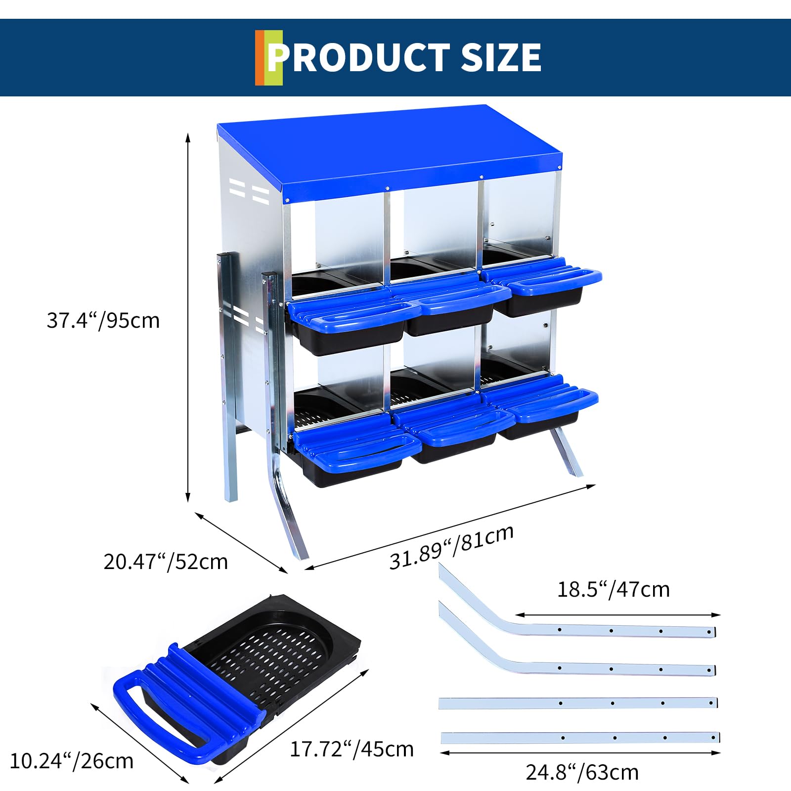 Nido per polli Garvee a 2 livelli - Con 6 scomparti, metallo, tetto impermeabile, base antiscivolo, arrotolabile per pollaio