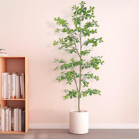Albero di Schefflera artificiale Garvee da 210 cm con tronco naturale, foglie realistiche, facile da curare, vaso di plastica nero per ufficio e casa