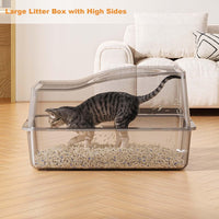 Lettiera per gatti Garvee in acciaio inox con coperchio, extra large, bordi alti, inodore, per gatti fino a 15 kg, argento