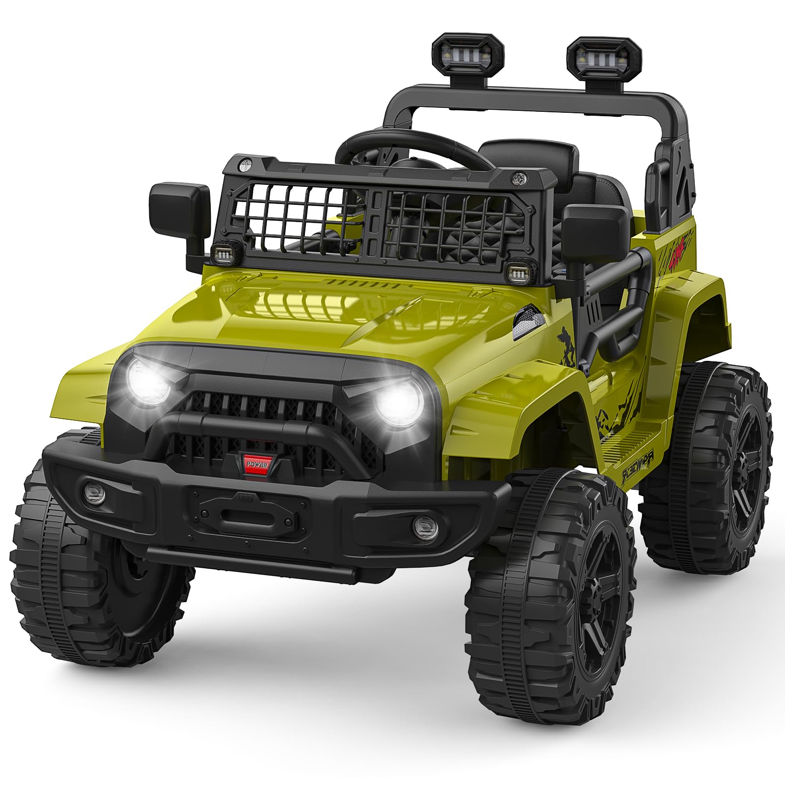 Garvee 12V Kids Electric Off-Road Car Green con telecomando e Bluetooth – SUV robusto per bambini e bambine dai 3 anni in su