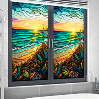 Pellicola per finestre in PVC Garvee 60x100cm motivo tramonto sul mare, protezione UV, isolamento termico, colorata, per finestre residenziali e uffici