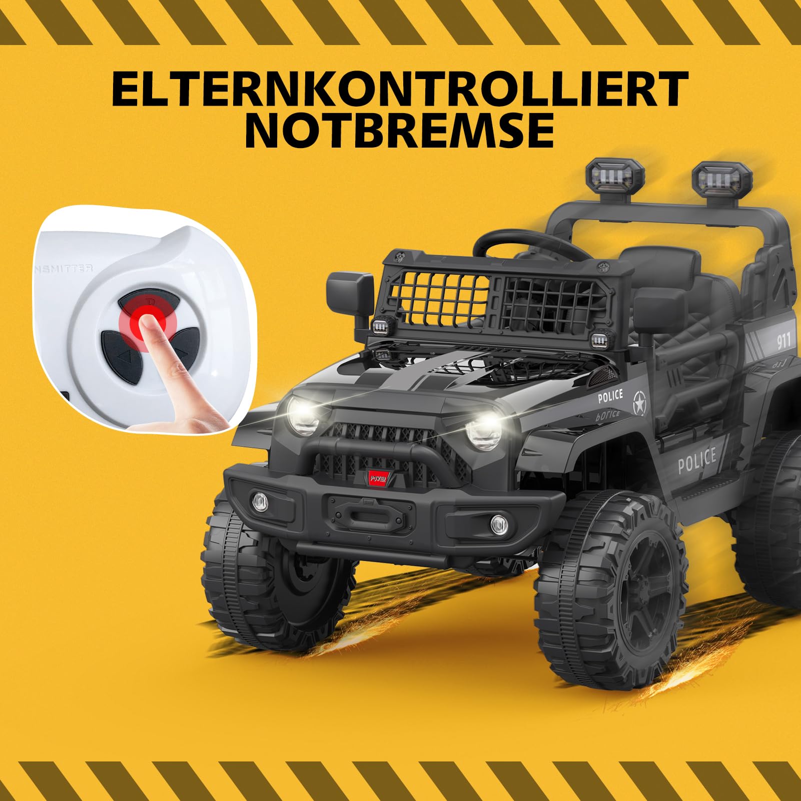 Garvee 12V Kids Electric Off-Road Car Nero con Telecomando e Bluetooth – SUV robusto per bambini e bambine dai 3 anni in su