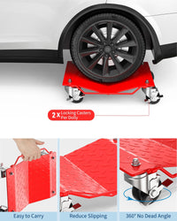 Set di carrelli per ruote auto Garvee Heavy Duty, 4 pezzi, capacità 6000 libbre, telaio in acciaio, per auto, camion, garage, girevole a 360°, nero