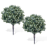 Garvee 2-Pezzi Topiaria Artificiale di Bosso con Picchetto in Metallo, Resistente ai Raggi UV, Giardino, Patio, Esterni, Verde