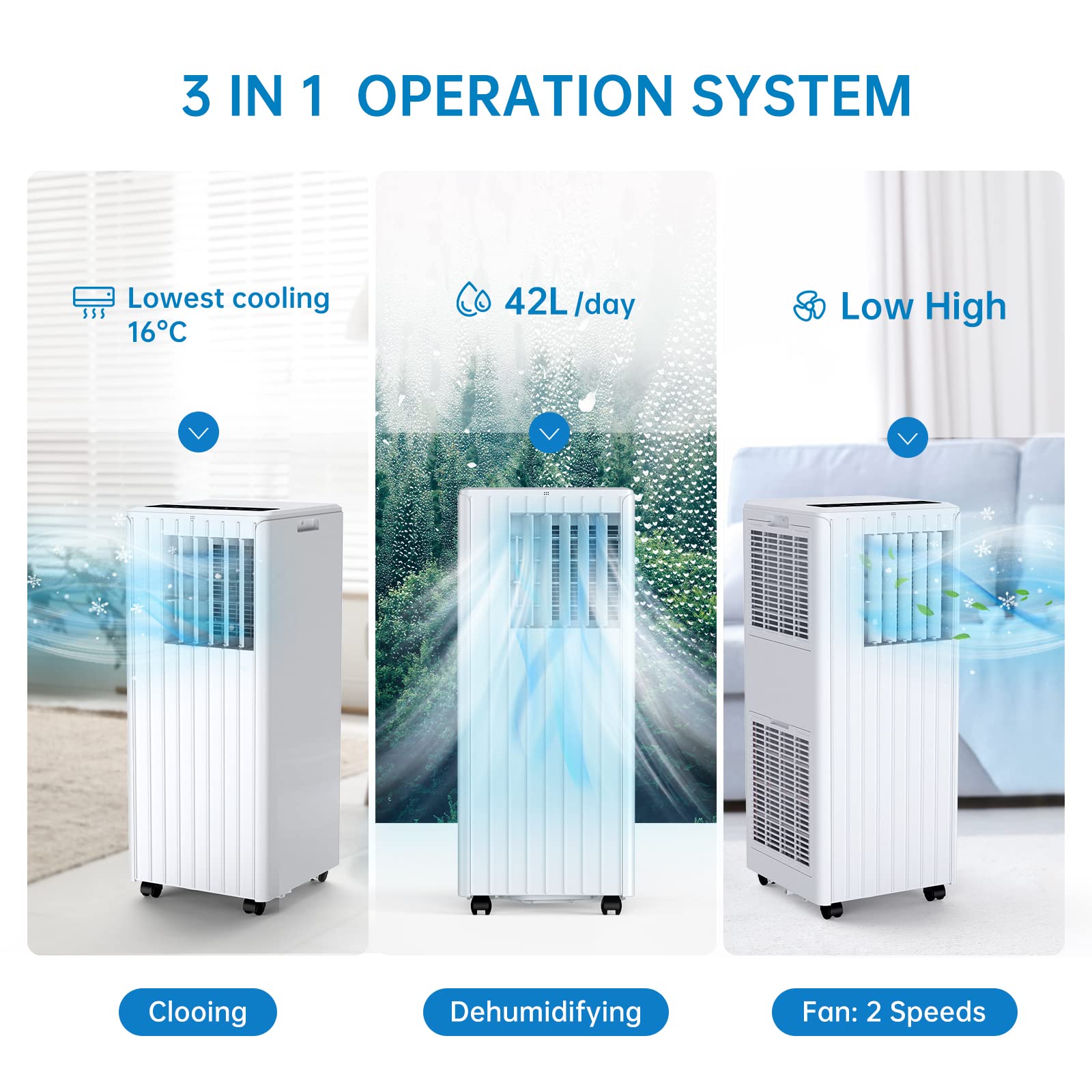 Condizionatore d'aria GARVEE 9000 BTU - Raffreddamento efficiente e funzionamento silenzioso - Materiale robusto - Risparmio energetico e compatto - Per casa e ufficio