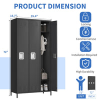 Armadietto per dipendenti Garvee, 3 ante, in metallo con serratura a combinazione, per ufficio e palestra, 72"H x 15,7"W x 35,4"D, grigio