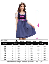 Garvee Abito tradizionale dirndl da donna in tre pezzi, Oktoberfest, velluto blu scuro, taglia 36