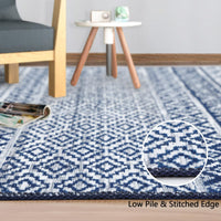 Garvee Teppich Boho Marokkanisch Navy Blau Waschbar Rutschfest Polyester 160x230 cm Wohnzimmer Schlafzimmer