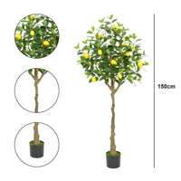 Albero di limone artificiale Garvee da 5 piedi realistico con robusto vaso di cemento per ufficio e casa verde giallo