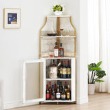 Mobile bar angolare Garvee per liquori con ripiani regolabili, 61 pollici, stile industriale, robusto MDF e metallo, porta in rete, portabicchieri, indipendente, cucina e soggiorno, nero - nero
