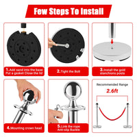 Pali in acciaio Garvee da 5 piedi con corde di velluto: elegante barriera per eventi, feste e funzioni