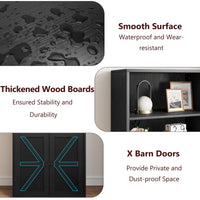 Libreria Garvee con ante, stile industriale, 6 ripiani, stile fattoria, contenitore in legno, profondità 11,8 pollici, altezza 71,4 pollici, bianco, per soggiorno, ufficio, camera da letto