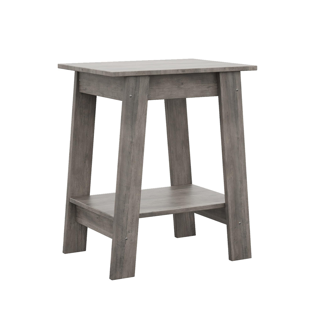 Tavolino laterale Garvee Farmhouse con contenitore, comodino rustico a 2 ripiani in legno impermeabile, grigio, per soggiorno e camera da letto, compatto