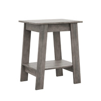 Tavolino laterale Garvee Farmhouse con contenitore, comodino rustico a 2 ripiani in legno impermeabile, grigio, per soggiorno e camera da letto, compatto