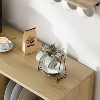 Garvee Buffet Sideboard In Legno Con 2 Porte In Rattan, 2 Ripiani, Piedi Stabili, Multiuso Per Soggiorno E Cucina, Rustico, Naturale