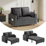 Garvee Divano Letto 3 in 1 Convertibile con Portabicchieri, USB, Struttura in Metallo, Cuscini in Spugna, Grigio, per Soggiorno e Camera 142 cm
