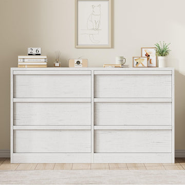 Cassettiera Garvee a 6 cassetti, bianco antico, per camera da letto, soggiorno e corridoio, spaziosa, robusta, multifunzionale, in legno