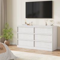 Cassettiera Garvee a 6 cassetti, bianco antico, per camera da letto, soggiorno e corridoio, spaziosa, robusta, multifunzionale, in legno