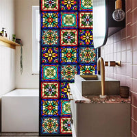 GARVEE Pellicola per vetri colorati Fiori retrò Adesivi statici Non adesivi 60x100 cm Privacy decorativa per casa e ufficio