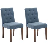 Sedie da pranzo Garvee Parsons, set di 2, imbottite, ergonomiche, in tessuto di lino, legno di caucciù, blu, per cucina e soggiorno - Blu