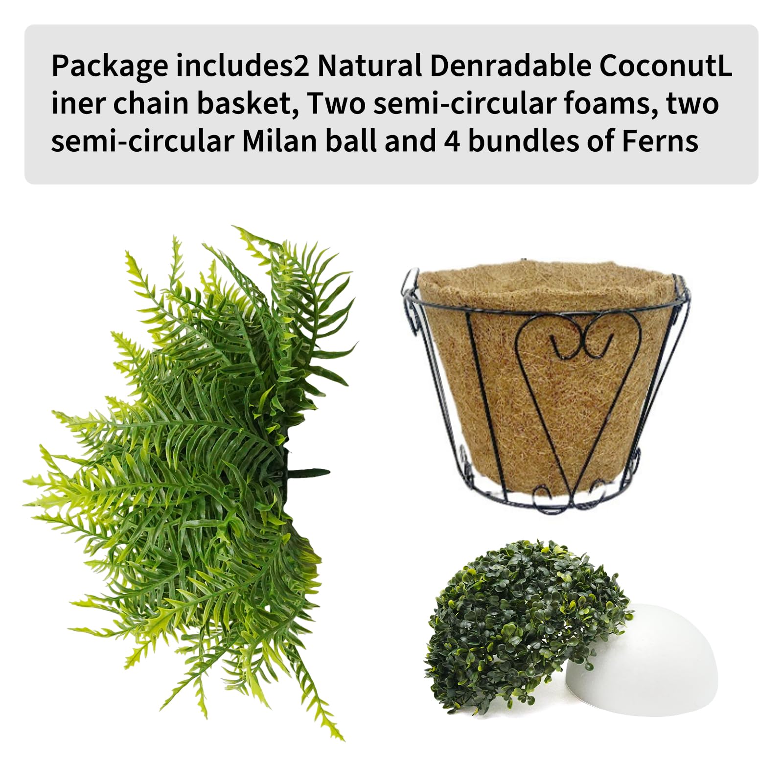 Garvee Set da 2 pezzi di felci artificiali da appendere all'esterno con cesto per giardino, balcone, terrazza, resistenti ai raggi UV, resistenti alle intemperie, in plastica, realistiche