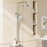 GARVEE Doccia a pioggia senza rubinetto con mensola, sistema doccia regolabile in acciaio inox per doccia, 25 cm rotondo cromato