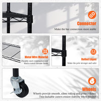 Scaffalatura Garvee a 4 ripiani per carichi pesanti con ruote, ripiani regolabili per cucina e garage, 60x18x72 pollici, acciaio SPCC verniciato a polvere