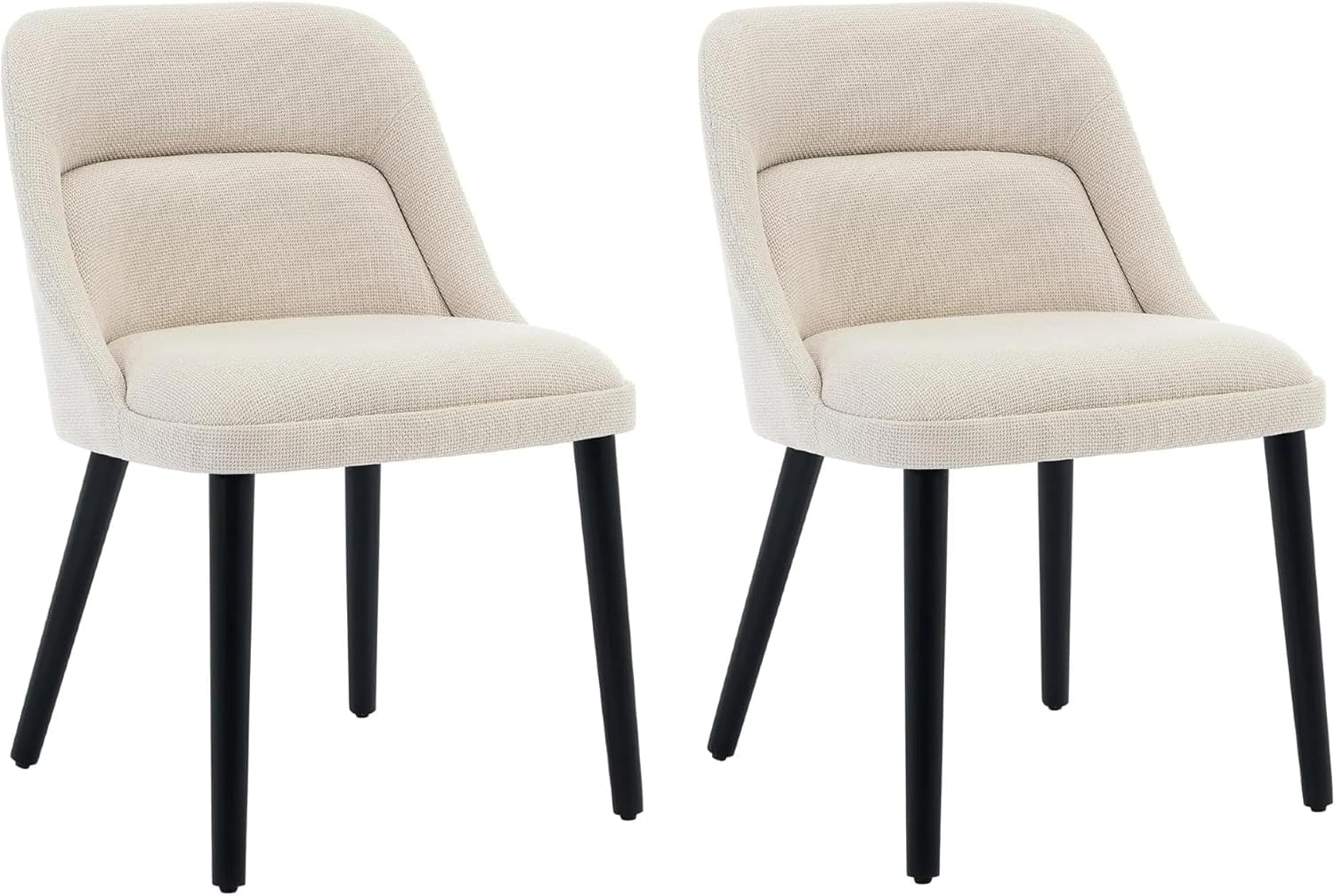 Garvee Set di 2 sedie da pranzo di metà secolo, rivestimento in lino beige, gambe in legno, per cucina e soggiorno, capacità di carico di 300 libbre, design moderno