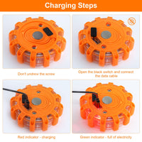 Luci di segnalazione stradali a LED Garvee, 9 modalità, ricaricabili tramite USB, magnetiche e impermeabili, per emergenze in auto e in barca, ABS+PC, con gancio