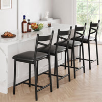 Set di 2 sgabelli da bar Garvee, struttura in metallo, seduta in PU, design a X, schienale, poggiapiedi, 26" nero, isola cucina, sala da pranzo