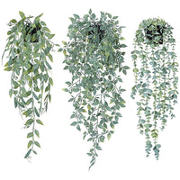 Garvee Set 3 Piante Artificiali Appese 60-80 cm UV-Resistenti Facili da Curare in Plastica Realistiche per Balcone Festa Matrimonio