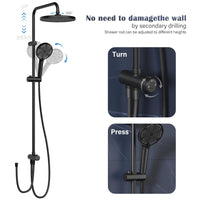 GARVEE Doccia a pioggia senza raccordi – Colonna doccia in acciaio inox nera rotonda 25 cm