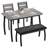 Garvee Set Tavolo da Pranzo 4 Pezzi con Panchina Imbottita e 2 Sedie, Design Industriale Moderno, Legno e Metallo, Salvaspazio, per Appartamenti e Piccoli Spazi - Grey
