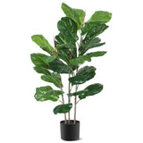 Garvee Ficus a Foglia di Violino Artificiale 99 cm Realistico Senza Cura Vaso Nero Decorazione Interni Soggiorno Ufficio