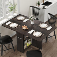 Tavolo da pranzo pieghevole Garvee con 6 ruote, ripiano a 2 livelli per piccoli spazi, noce scuro, 47,2"x23,6"x29,5"